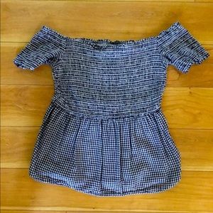 Black and white gingham off the shoulder top